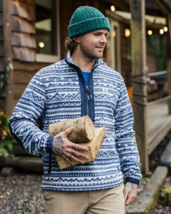 Ebb Recyceltes Polarfleece - Berg Geo Grau Blau