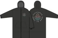 Escapism Recycelter Handtuchgefütterter Surf Poncho - Schwarz