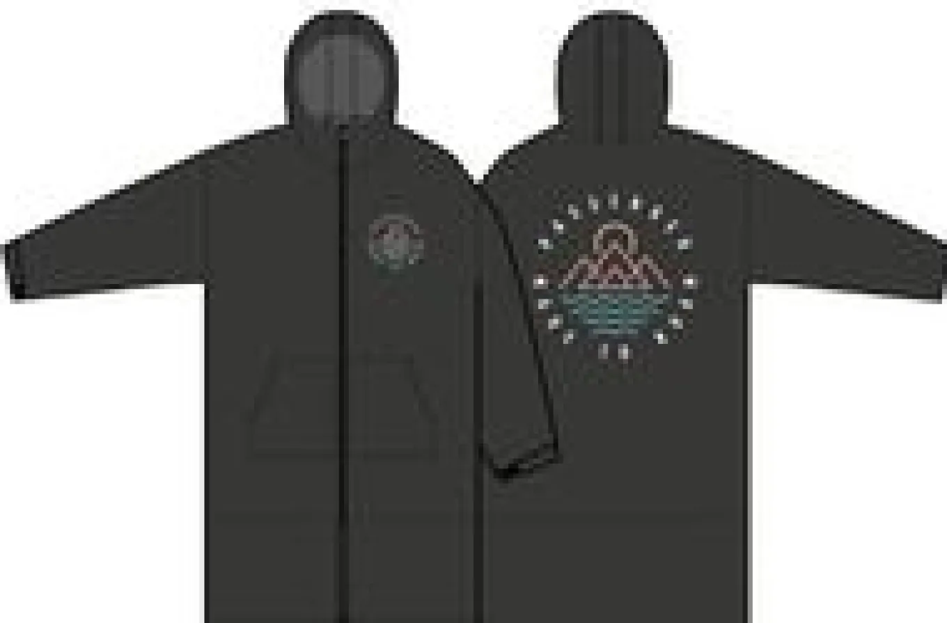 Escapism Recycelter Handtuchgefütterter Surf Poncho - Schwarz