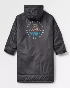 Escapism Recycelter Handtuchgefütterter Surf Poncho - Schwarz