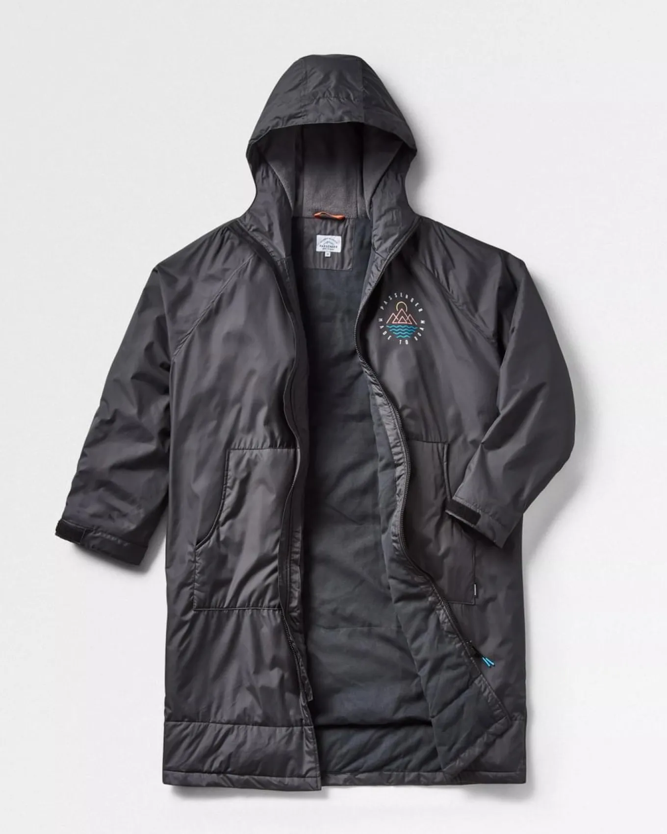 Escapism Recycelter Handtuchgefütterter Surf Poncho - Schwarz