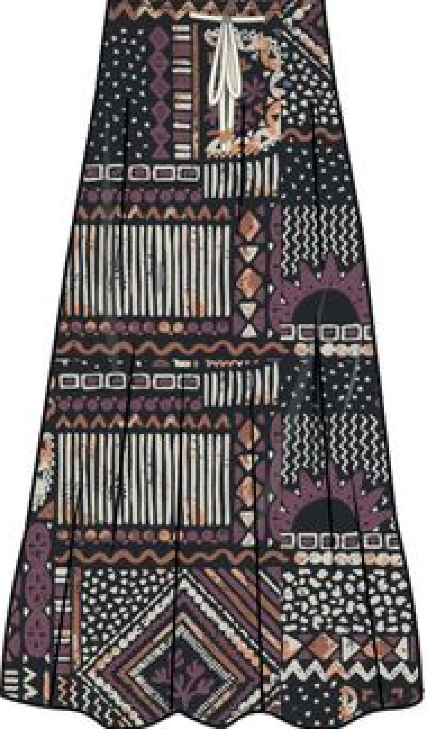 Fareway Recycelte Baumwolle Maxirock - Vintage Patchwork Schwarz/Mehrfarbig