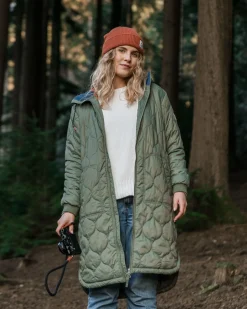 Flora 2.0 langer recycelter isolierter Parka - Staubige Olive