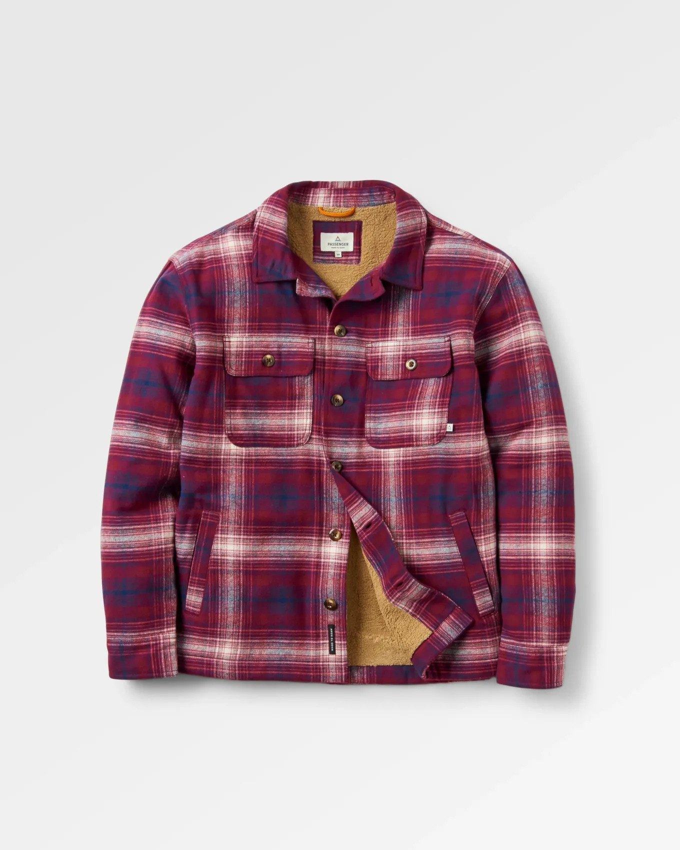 Freestyle Sherpa-gefüttertes Overshirt - Wein/Reiches Marineblau Karo