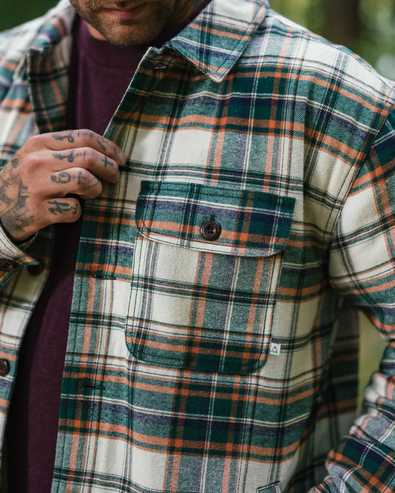 Freestyle Sherpa-gefüttertes Overshirt - Birke/Regenwald-Karo