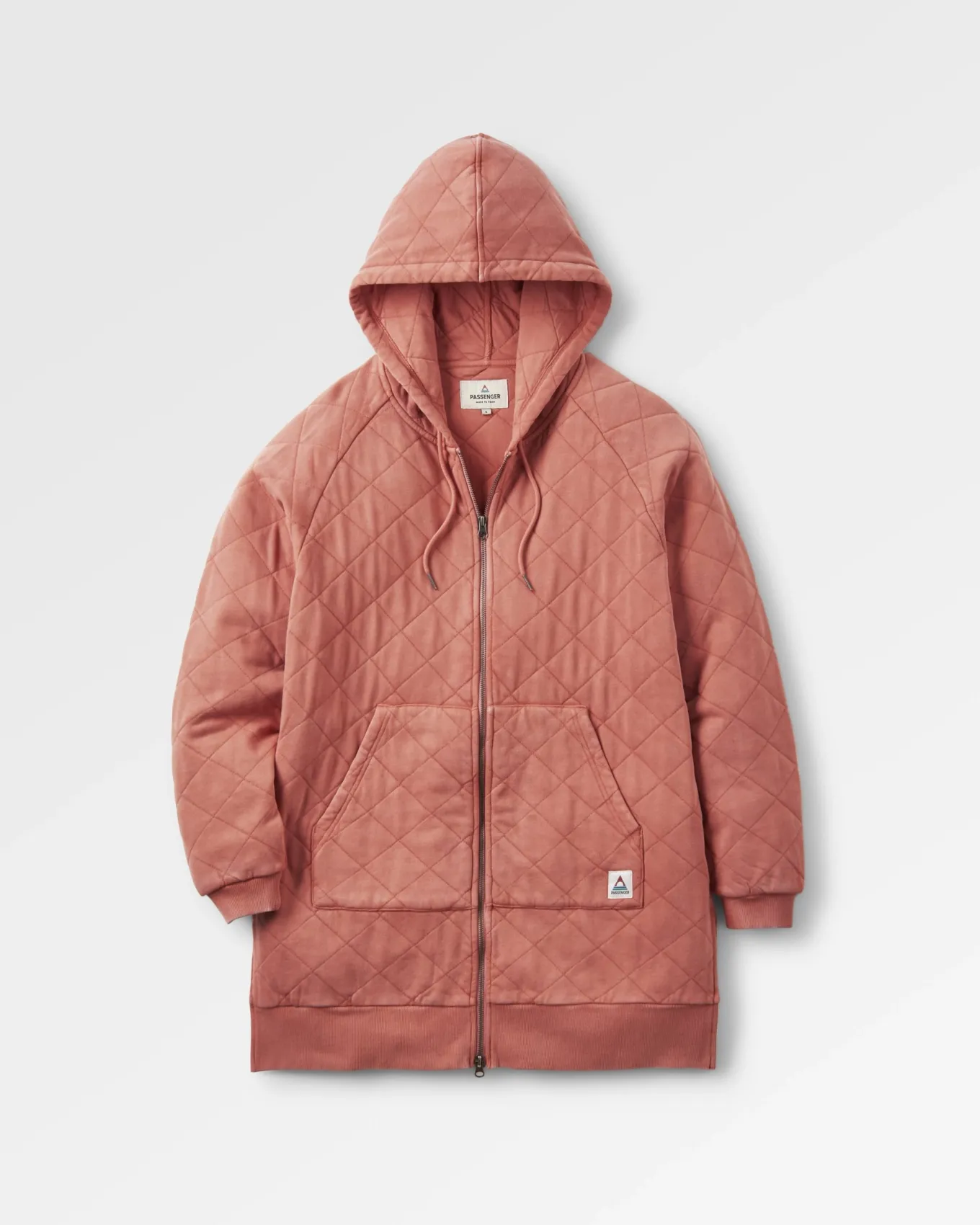 Getaway Recycelte Gesteppte Kapuzenjacke mit Reißverschluss - Gebranntes Orange