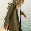 Getaway Recycelte Gesteppte Kapuzenjacke mit Reißverschluss - Khaki