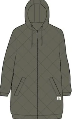 Getaway Recycelte Gesteppte Kapuzenjacke mit Reißverschluss - Khaki
