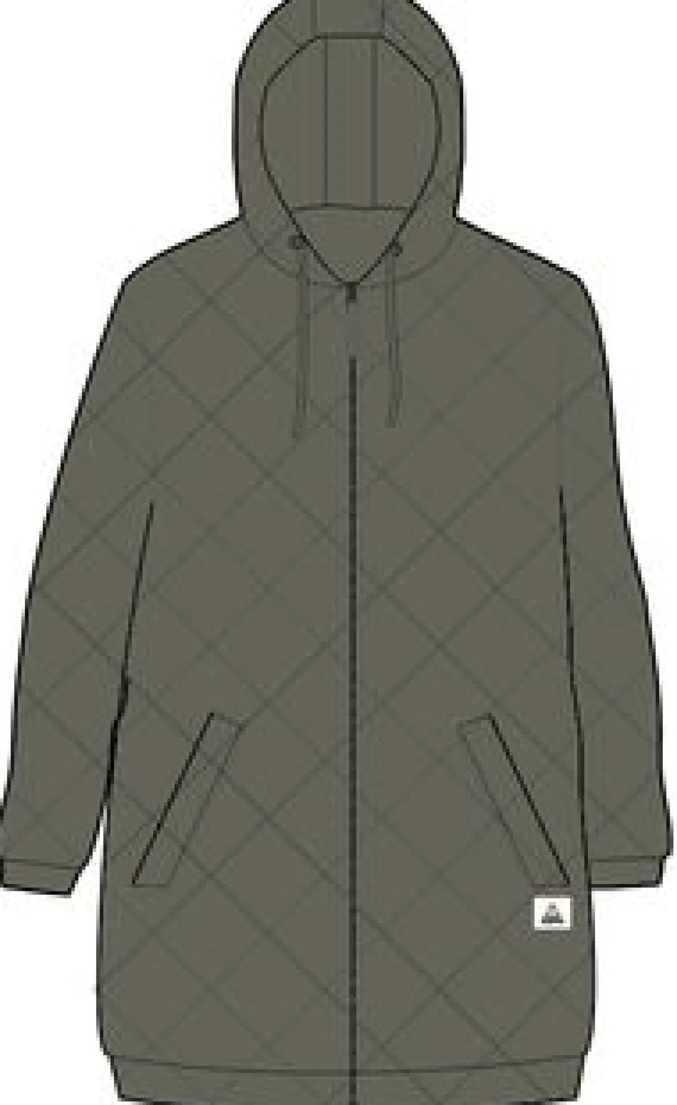 Getaway Recycelte Gesteppte Kapuzenjacke mit Reißverschluss - Khaki