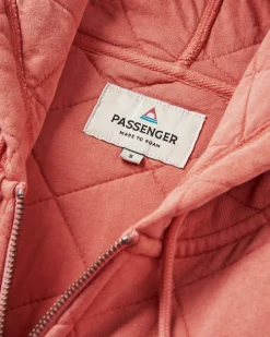 Getaway Recycelte Gesteppte Kapuzenjacke mit Reißverschluss - Gebranntes Orange