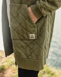 Getaway Recycelte Gesteppte Kapuzenjacke mit Reißverschluss - Khaki