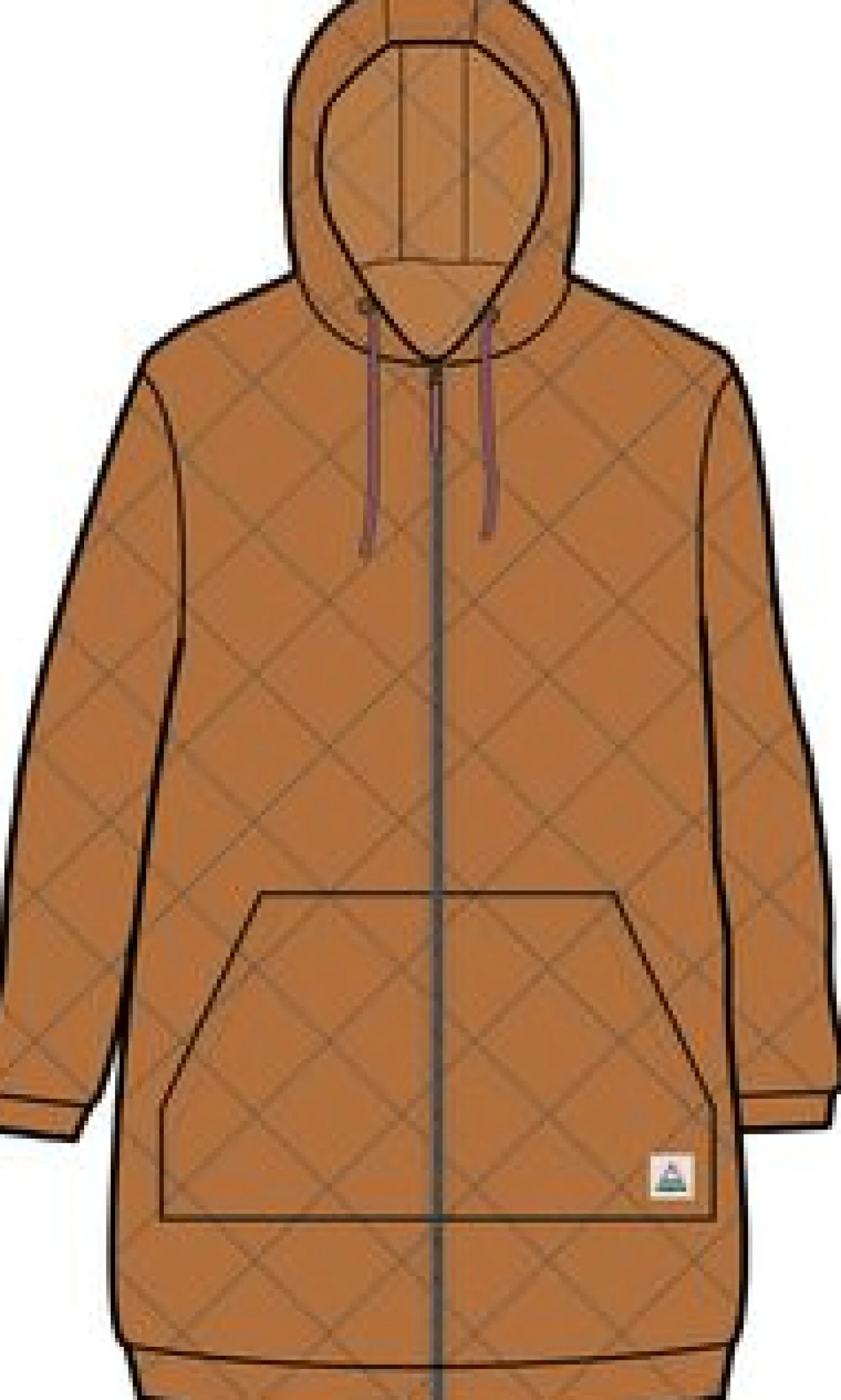 Getaway Recycelte Gesteppte Kapuzenjacke mit Reißverschluss - Gebranntes Orange