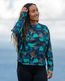 Hatha Recyceltes Aktiv-Top - Tiefes Marine-Tarnmuster