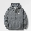 Heritage Full Zip Recycelter Baumwoll-Hoodie - Dunkelgrau meliert