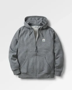 Heritage Full Zip Recycelter Baumwoll-Hoodie - Dunkelgrau meliert