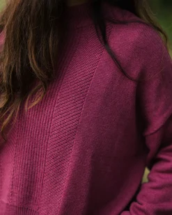 Hideout Übergroßer Bio-Strickpullover - Rhabarber