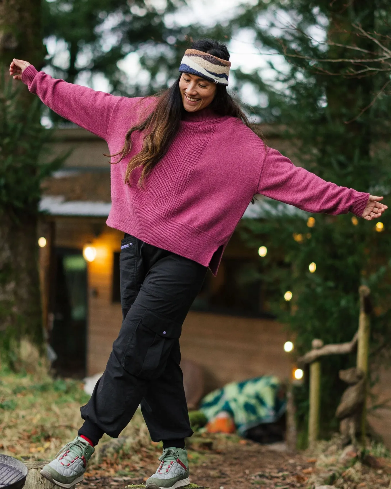 Hideout Übergroßer Bio-Strickpullover - Rhabarber