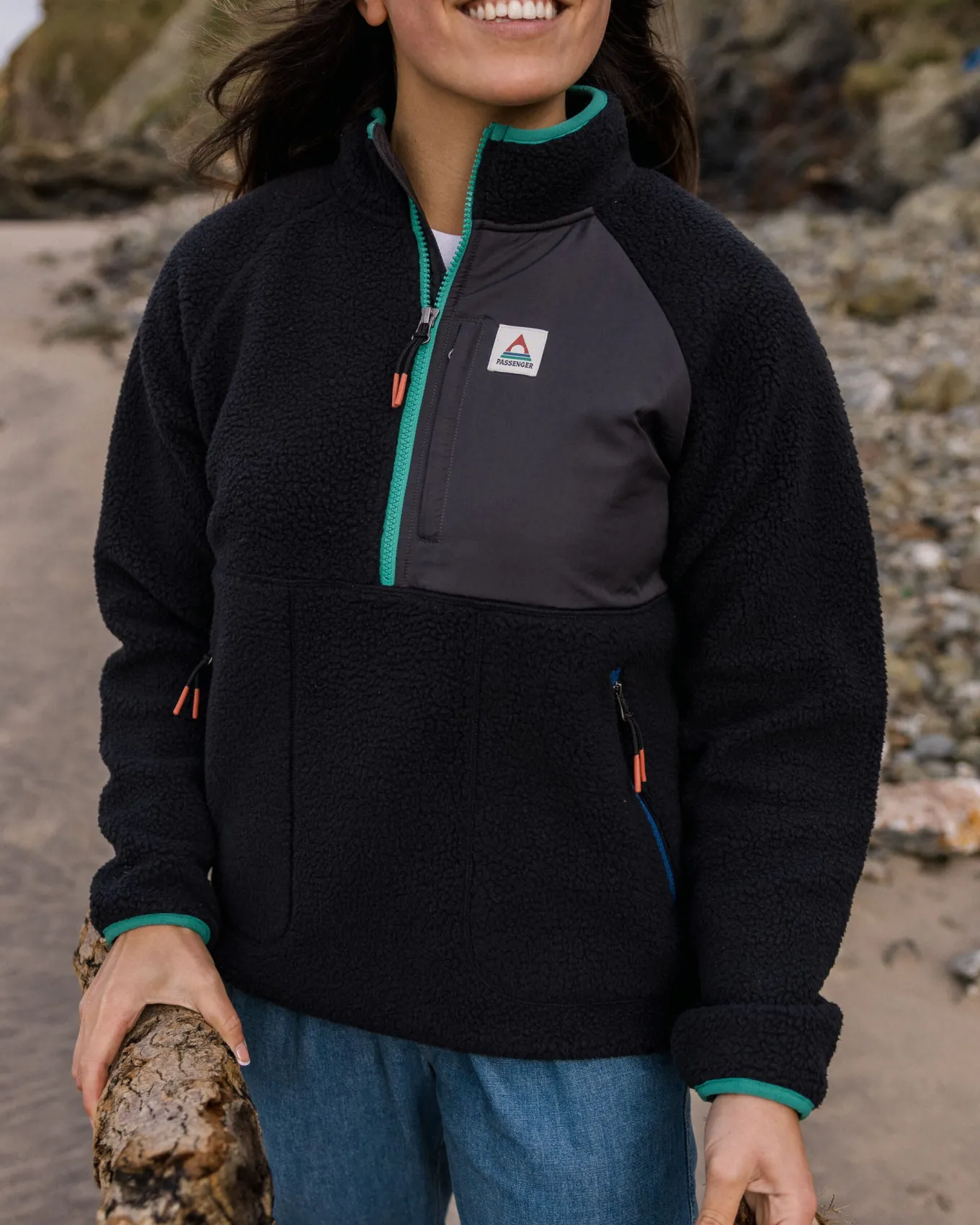 Home 2.0 1/2 Zip Recyceltes Sherpa-Fleece - Schwarz
