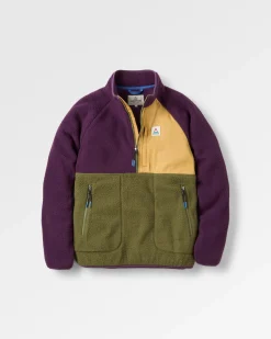 Home 1/2 Zip Recyceltes Sherpa-Fleece - Tiefes Pflaume/Khaki