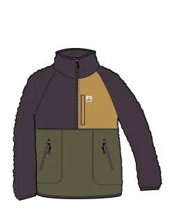Home 1/2 Zip Recyceltes Sherpa-Fleece - Tiefes Pflaume/Khaki