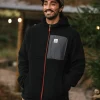 Loch Recyceltes Polarfleece mit Kapuze - Schwarz