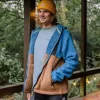 Loch Recyceltes Polarfleece mit Kapuze - Toffee/Blaustahl