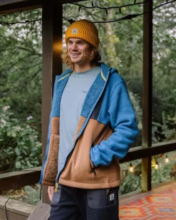 Loch Recyceltes Polarfleece mit Kapuze - Toffee/Blaustahl