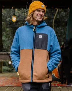Loch Recyceltes Polarfleece mit Kapuze - Toffee/Blaustahl