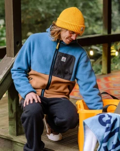Loch Recyceltes Polarfleece mit Kapuze - Toffee/Blaustahl