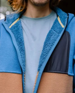 Loch Recyceltes Polarfleece mit Kapuze - Toffee/Blaustahl
