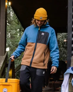 Loch Recyceltes Polarfleece mit Kapuze - Toffee/Blaustahl
