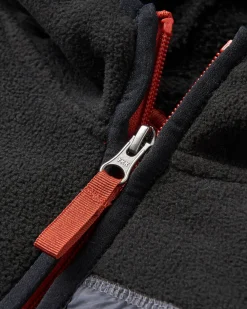 Loch Recyceltes Polarfleece mit Kapuze - Schwarz