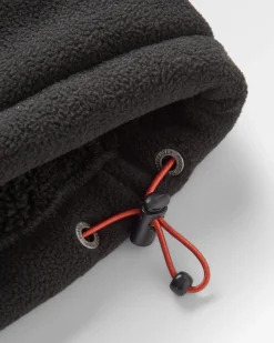 Loch Recyceltes Polarfleece mit Kapuze - Schwarz