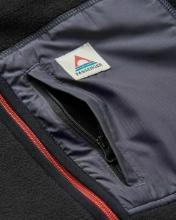 Loch Recyceltes Polarfleece mit Kapuze - Schwarz