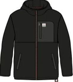 Loch Recyceltes Polarfleece mit Kapuze - Schwarz