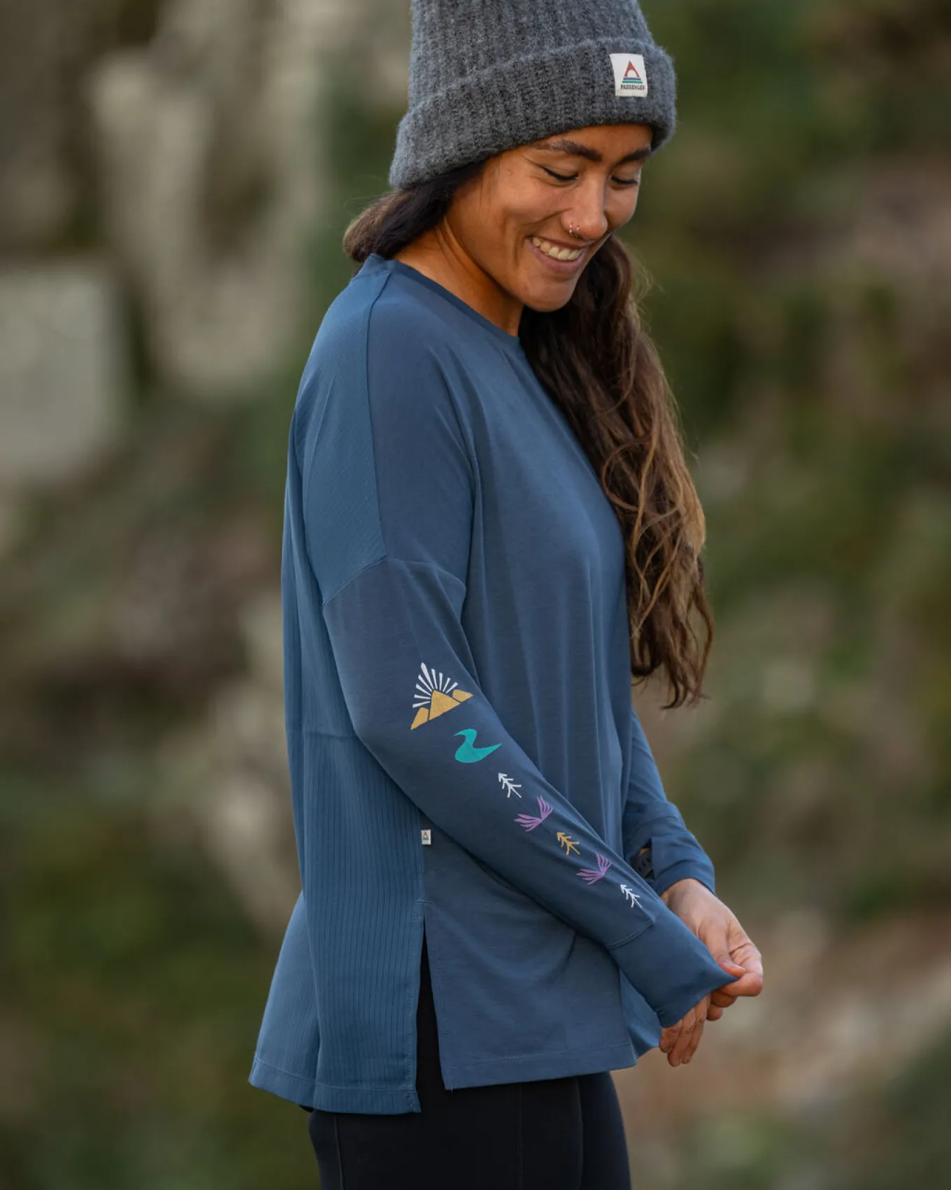 Lotus Recyceltes Aktives Langarm-Top - Dunkler Denim