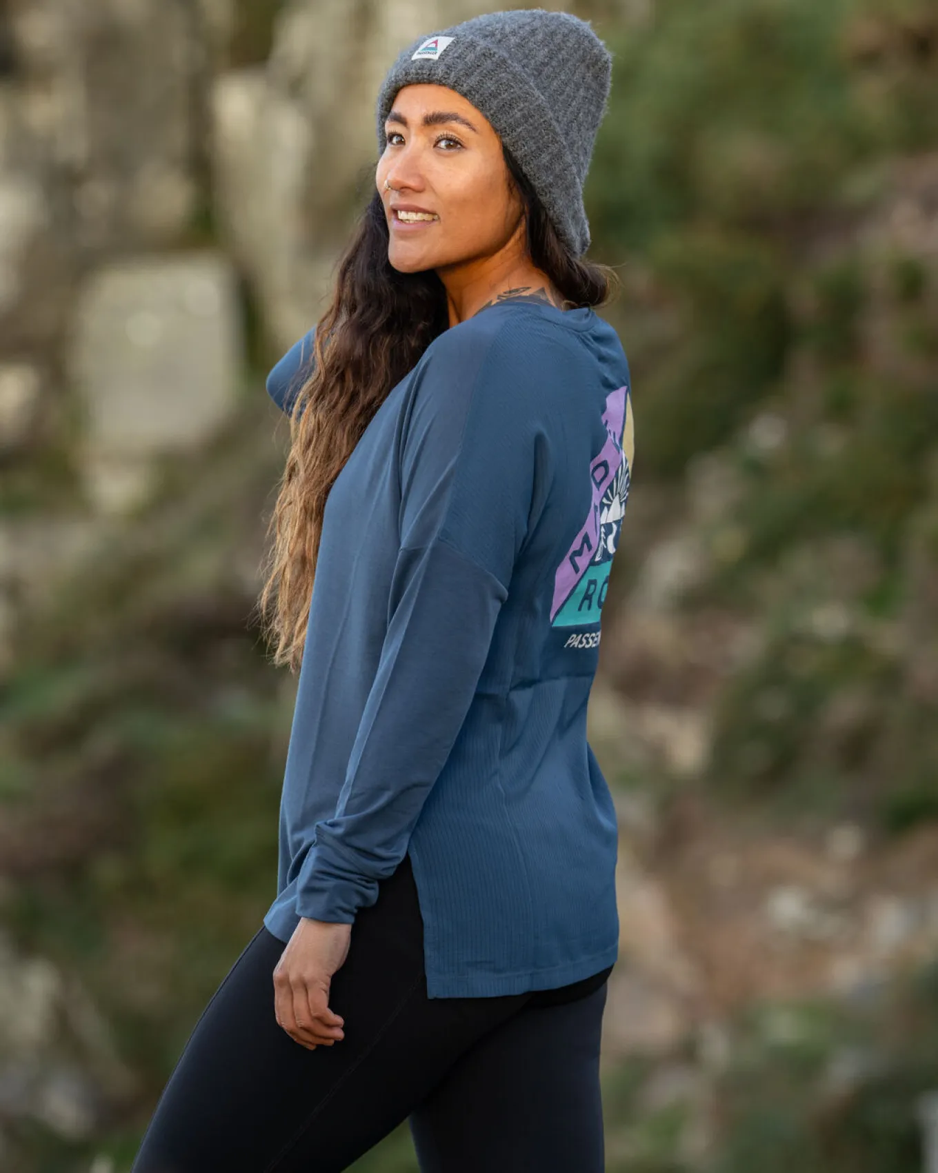 Lotus Recyceltes Aktives Langarm-Top - Dunkler Denim