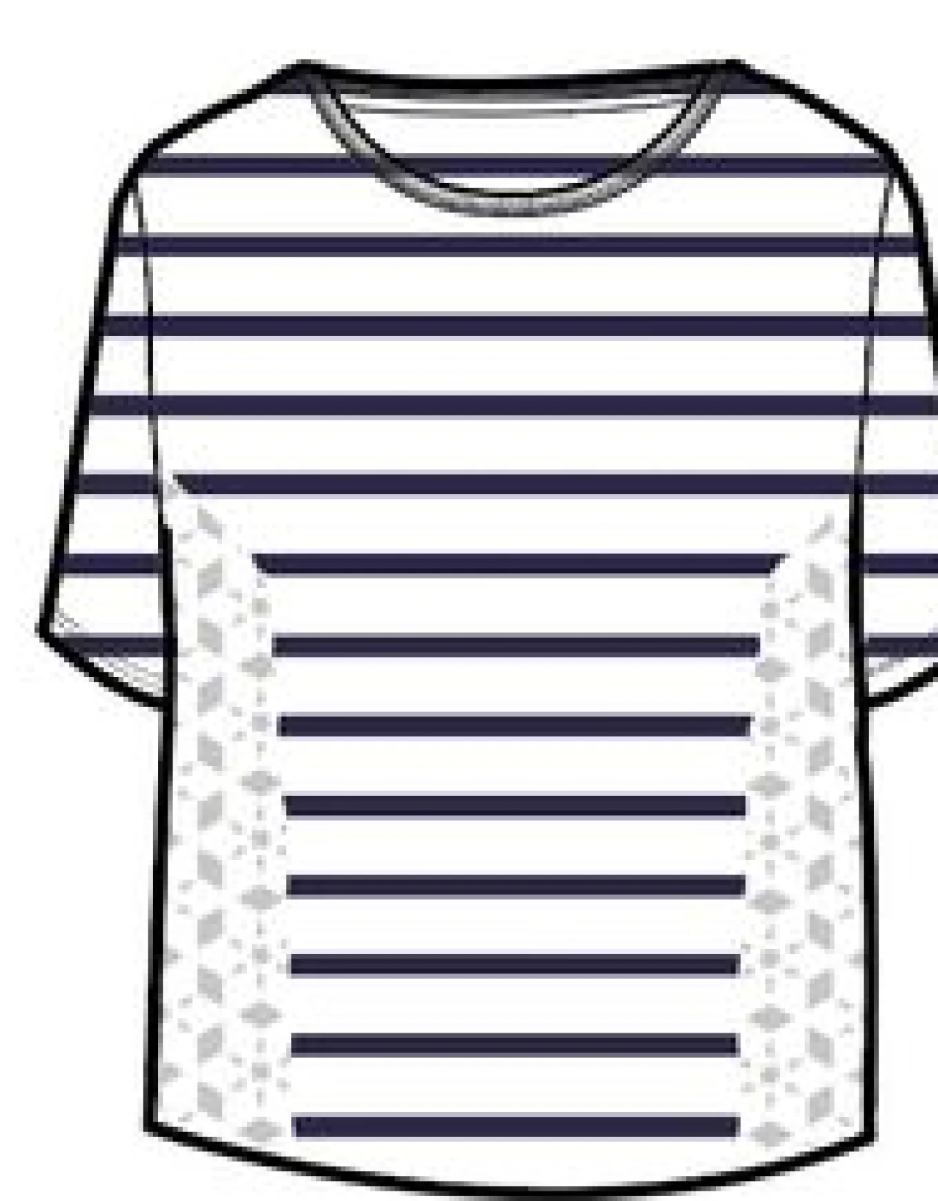 Magnolia Recycled Cotton Crochet Trim T-Shirt - Marine Streifen