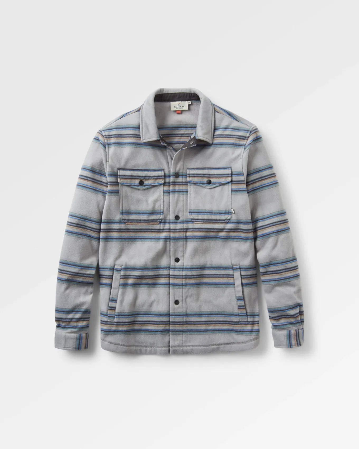 Maple Recyceltes Polar-Fleece-Hemd - Stahlgrau gestreift