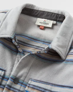 Maple Recyceltes Polar-Fleece-Hemd - Stahlgrau gestreift