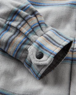 Maple Recyceltes Polar-Fleece-Hemd - Stahlgrau gestreift
