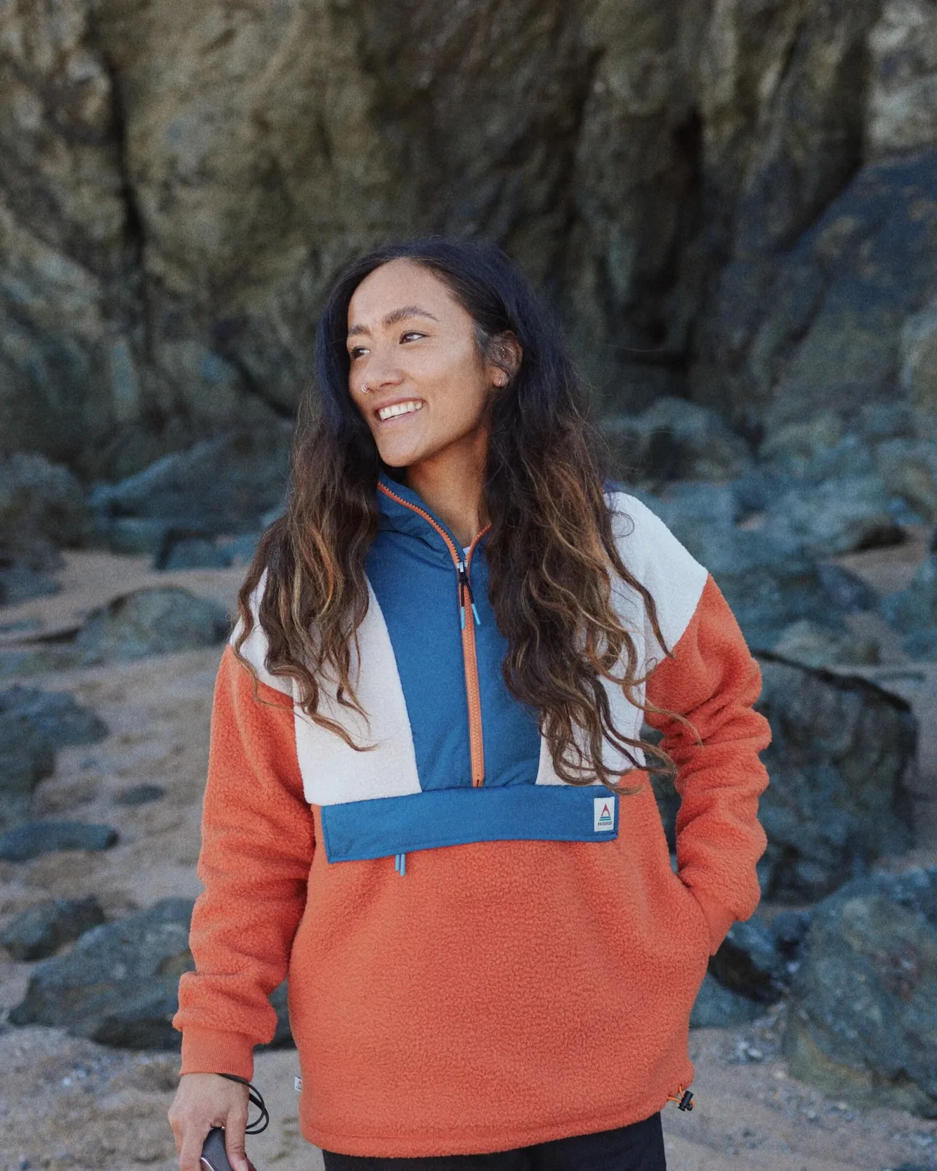 Maren 1/2 Zip Recyceltes Sherpa-Fleece - Gebranntes Orange