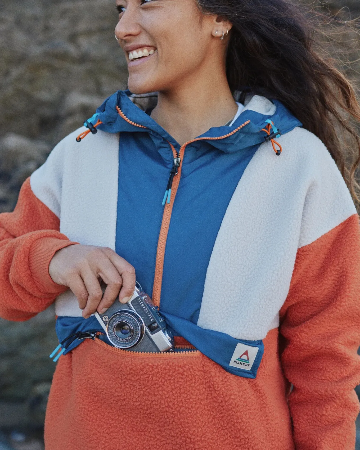Maren 1/2 Zip Recyceltes Sherpa-Fleece - Gebranntes Orange