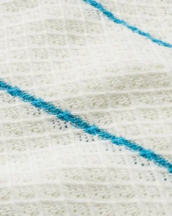 Migrate Organischer Gestrickter Pullover - Blauer Poolstreifen