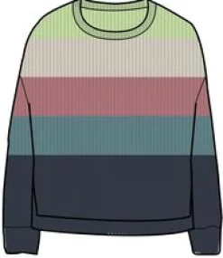 Moments Übergroßer Bio-Strickpullover - Limette Multi Streifen