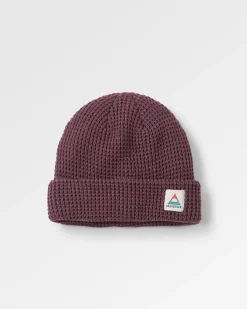 Moss Recycelte Doppelschichtige Waffelmuster Beanie - Tief Pflaume