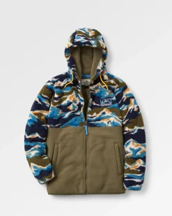 Nestling Recyceltes Polar-gefütterte Sherpa-Fleece - Bergszenen-Khaki