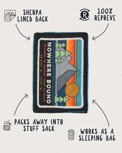 Nomadic Recycelte Sherpa Decke - Schwarz 'Nowhere Bound' Druck