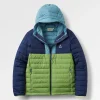 Northstar Daunenjacke aus recyceltem Material - Sattes Marineblau/Birnengrün/Arktis