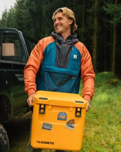 Oceanic recycelte isolierte 1/2 Zip Jacke - Gezeitenblau/Verbranntes Orange